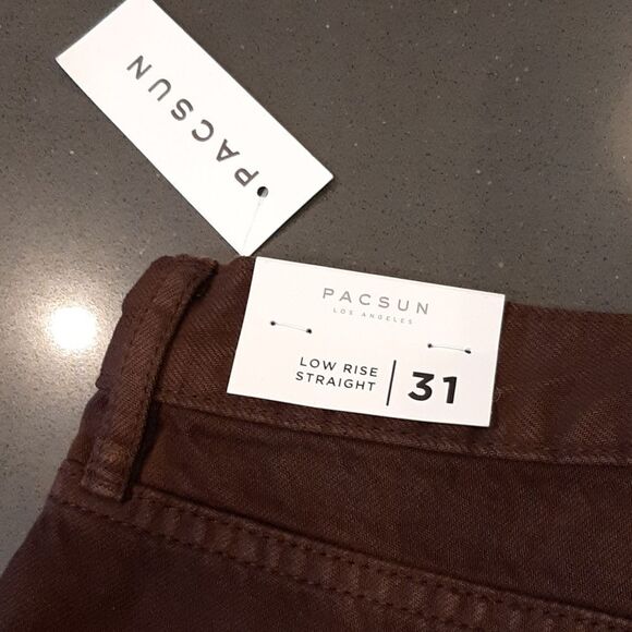 PACSUN Espresso Brown Low Rise Straight Leg Button Fly Jeans - Picture 6 of 13